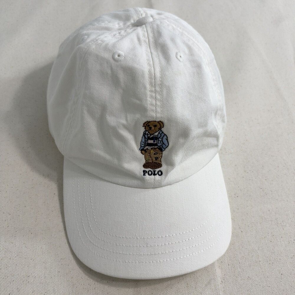 Polo Ralph Lauren Boys White Embroidered Bear Cap One Size 8-20